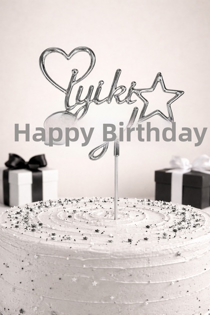 Happy Birthday Cake Topper Silver Plexi Cake Toothpick Birthday Cake Decor