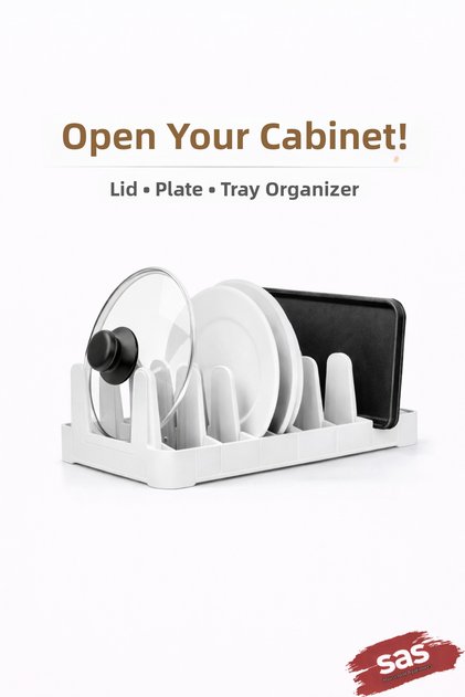 Multipurpose Plate Pan Pot Lid Organizer – Plastic Drawer & Dolap Interior Organizer (White)