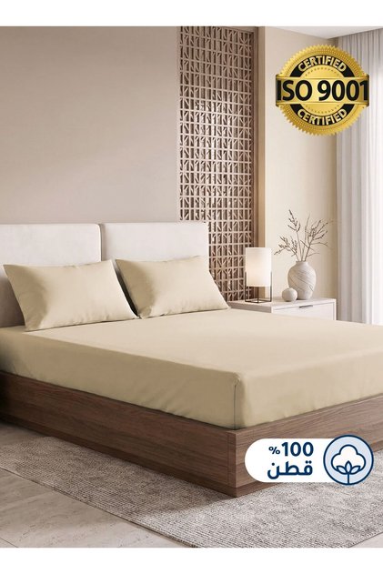 Cotton Fitted Sheet Set, 2 Pcs Single Size, 100% Cotton 200TC, 30cm Deep Pocket, Fits 120x200cm Bed