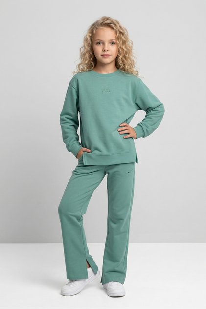 Girls' Cotton Tracksuit Set β Print Detail, Flared Crew Neck