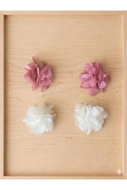 Hairless Baby Clips - 2 Sets of 4 Pieces Frida Model Ecru Dried Rose