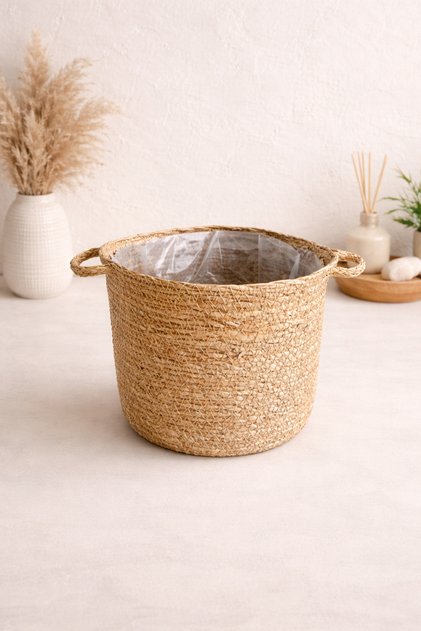 Large Size Sturdy Wicker Basket/Organizer/Flower Pot with Internal Protection