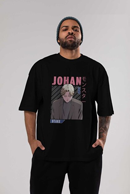 Ankhises Johan Liebert MONSTER Anime Front Printed Black Oversize
