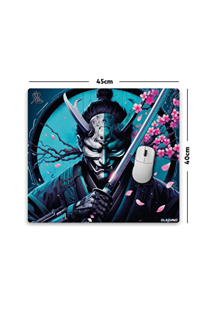 GlassPad Cam Mouse Pad - Oni Samurai - Premium Temperli Cam