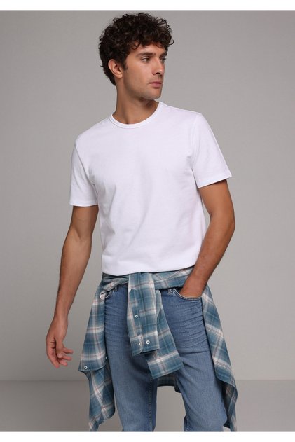 Regular Fit Round Neck Plain Men's White Short Sleeve T-Shirt