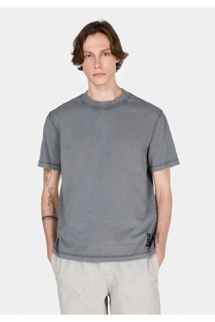 Comfort Fit Round Neck Plain Men's Anthracite Short Sleeve T-Shirt