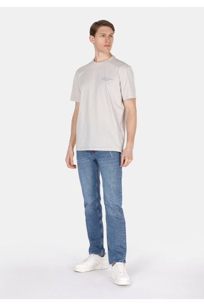 Slim Straight Fit Mid Waist Straight Leg Men's Indigo Jean Trousers