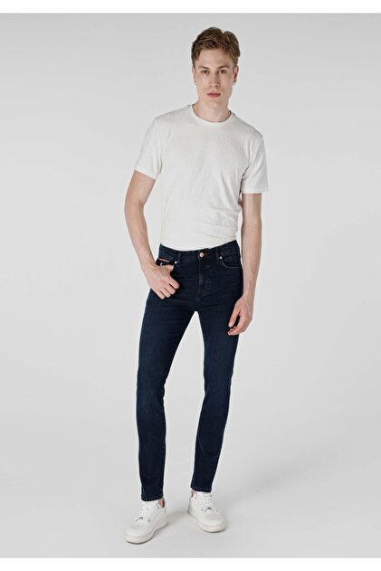 Skinny Fit, talie înaltă, pantaloni skinny pentru bărbați, indigo închis