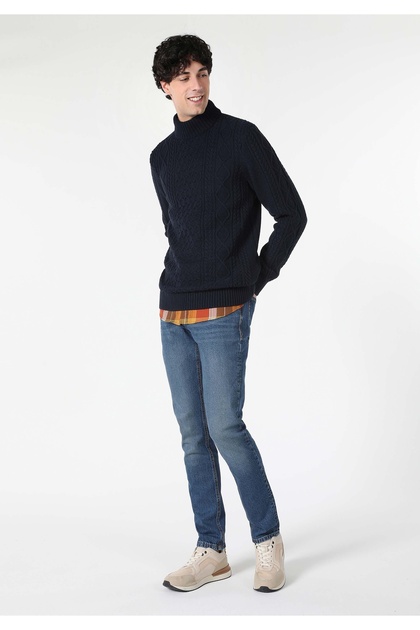 Navy Blue Men's Sweater Cl1061134