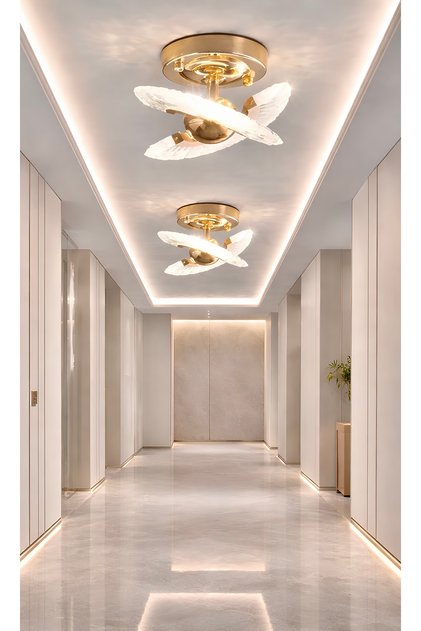 Luxury Exclusive Plafonyer Tavan Led Avize Gold Sarı Ledli Avize