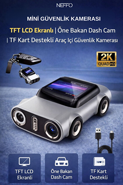 NEFFO Mini Araç Kamerası TFT LCD Ekranlı | Öne Bakan Dash Cam |TF