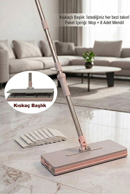 Lüx Kıskaçlı Mop Sıkıştırmalı Mop Islak Mendil Ve Tüm Bezler İle Uyumlu Büyük Boy 32cm