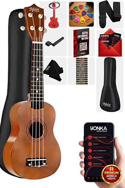 Midex Ukx-233m Kahverengi Concert Ukulele (ASKI ÇANTA PENA