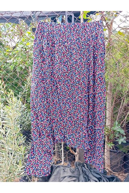Mom's Baggy Pants Patterned Pocketed Baggy Pants with Elastic Waist