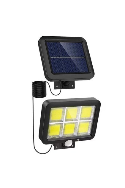 Lampă solară 120 LED COB 30W cu panou detașabil, senzor de lumină/mișcare - Negru