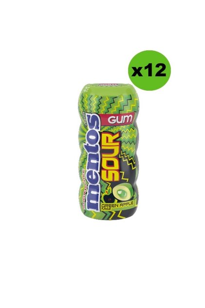 New Sour Gum Green Apple Flavored Dragee Gum 30 Gr X 12 Pieces