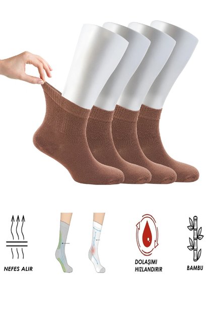 Women's 4 Pairs of Bamboo Elastic Non-Squeezing Diabetic Ankle Socks