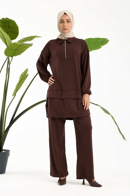 Women's Premium Modal Fabric Two-Piece Set – Relaxed Fit Tunic and Pants