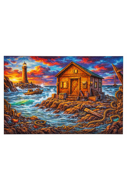 Zoe Deniz Feneri Sahil Manzarası 1000 Parça Puzzle 68x48 cm