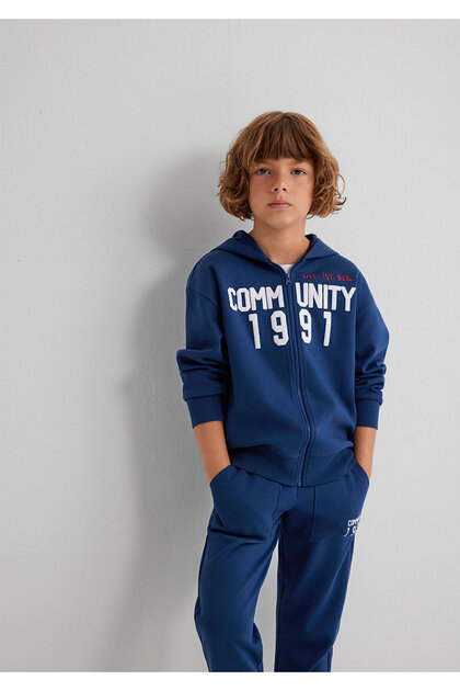Zippered Navy Blue Sweatshirt 6S10119-70721
