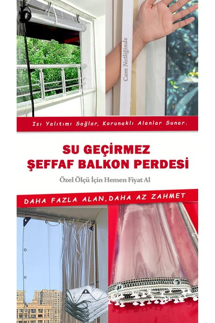 Fermuarlı Şeffaf balkon Perdesi Pencereli Şeffaf Branda