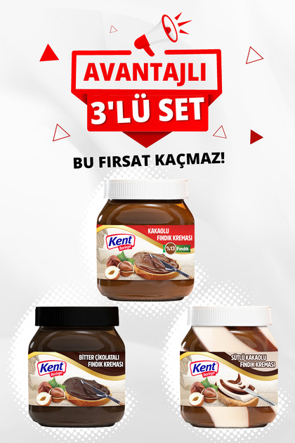 Kakaolu Fındık Kreması Avantajlı 3'lü Set(Bitter-%13Fındıklı Kakaolu-Çift Renkli)350gr