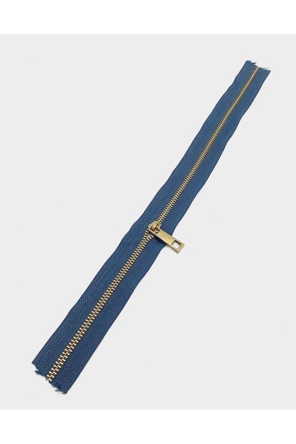 Headed Zipper 40 Cm Antique Metal Navy Blue