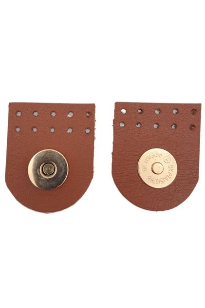 Real Leather Single-Planting Magnet Snap Fastener Tan Color Light Gold Metallic