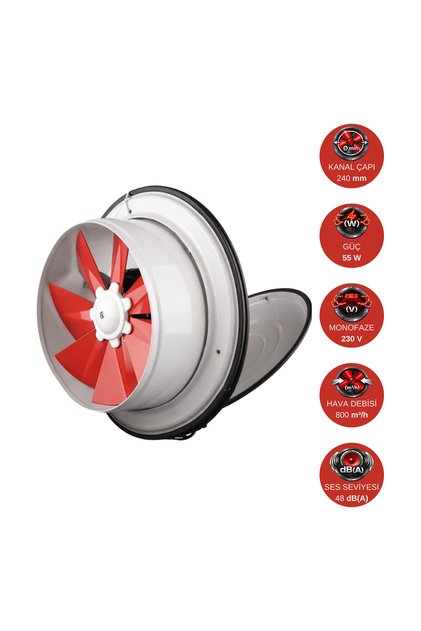 24 cm K 25 55 W 800M3/H 1375D 220/230V Monophase Household Window Type Covered Axial Fan Aspirator