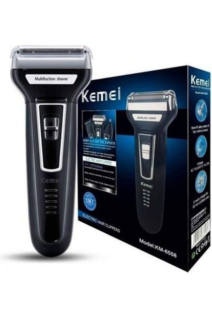 KM-6558 3 In 1 Rechargeable Electric Hair Clipper And Shaver Black/Silver
