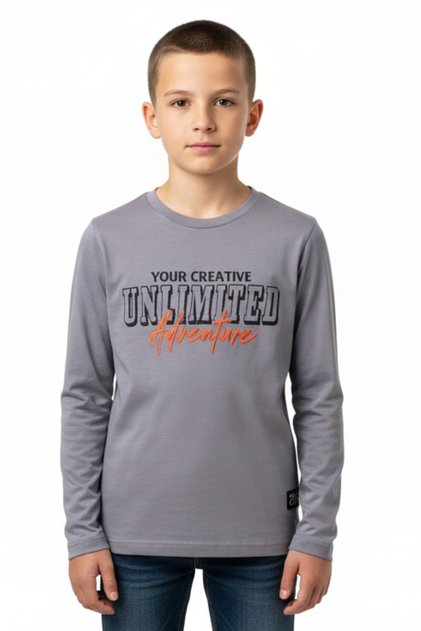 Boy's Crew Neck Long Sleeve Printed T-Shirt 22860