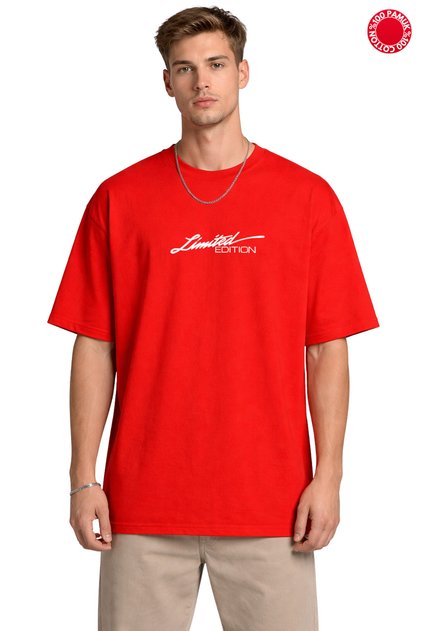 Red Oversize T-Shirt Unisex 100% Cotton Limited Edition Printed Casual Streetwear T-Shirt