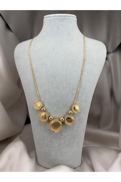 Geometric Gold Necklace – Square Shaped Shiny Surface Modern Statement Women's Necklace