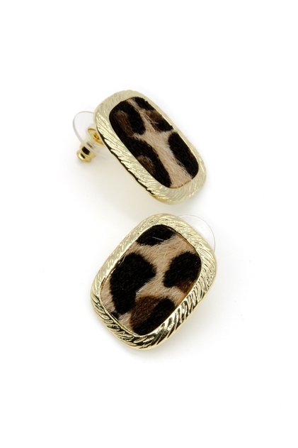 Leopar Desenli Kare Küpe