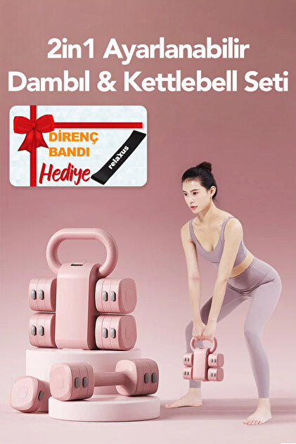Ayarlanabilir Modüler Kettlebell ve Dambıl Seti Ev Fitness ve Güç Antrenman Direnç Lastiği Hediye