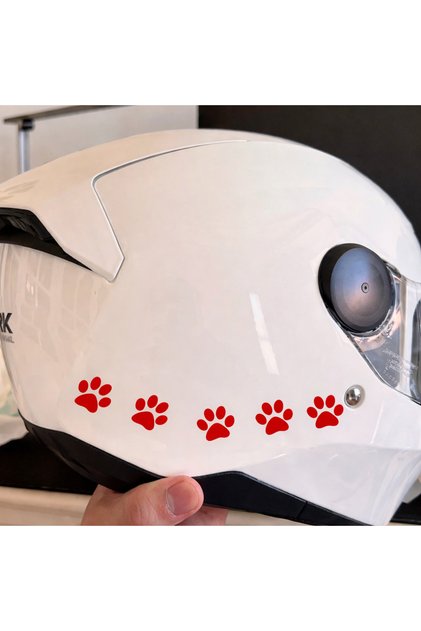 Red Paw Print Sticker Set 8 Pieces – Vehicle, Laptop, Wall Decoration – 11.4X10.9 cm