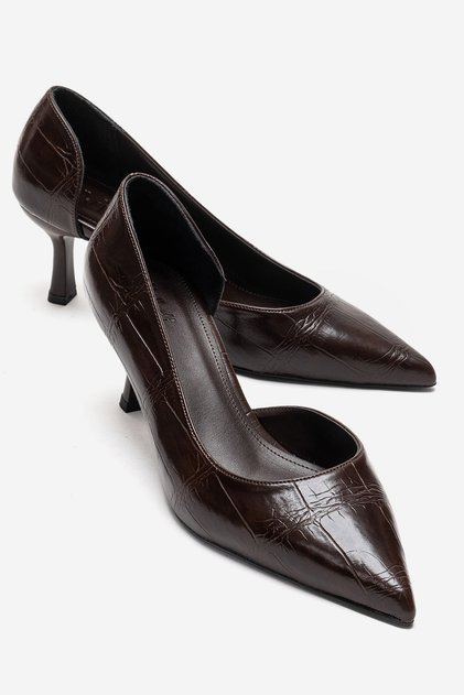 Arel Brown Print Women's Heeled Shoes