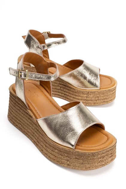 Women's Genuine Leather Wedge Heeled Sandals 6355 Dore