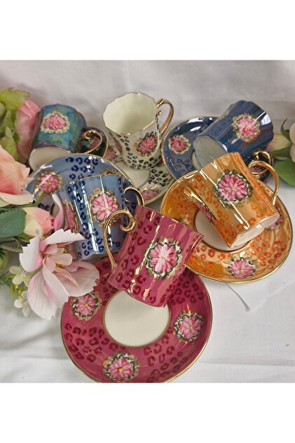 Lepa 6-Piece Porcelain Hand-Painted Coffee Cup Set