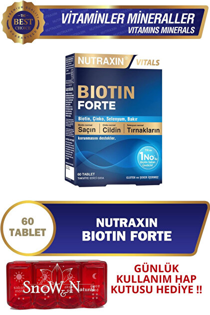 Nutraxin Biotin Forte (Biotin - Çinko - Bakır - Selenyum) 60