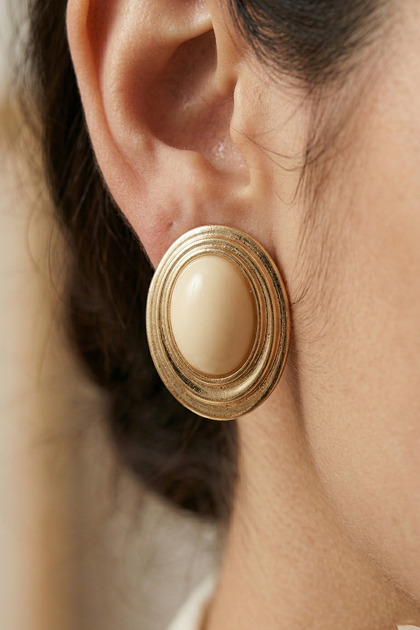 Gold Pearlescent Cylinder Earrings