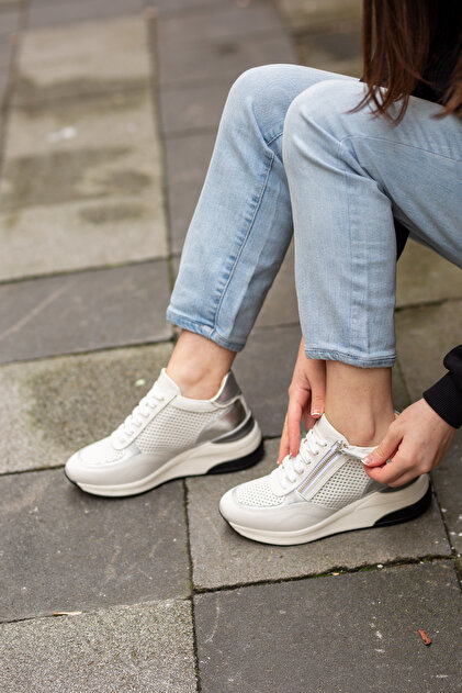 エコパラ～ Mammamia 0270 EREN SHOES&BAG Hakiki Deri Fermuar Detaylı Bağcıklı