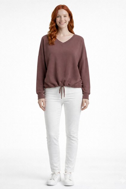 Women's Tie-Up V-Neck Relaxed Fit Blouse