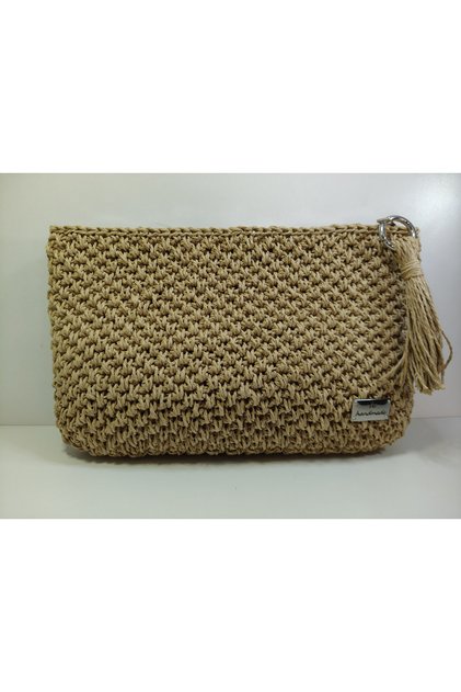 Hasır El Örmesi Kağıt İp Portföy & Clutch Çanta