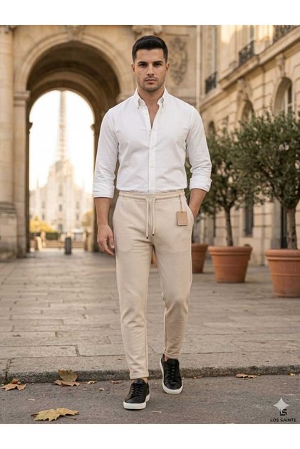 Men's Stylish Jogger Pants Casual Daily Wear with Folded Hem Detail
