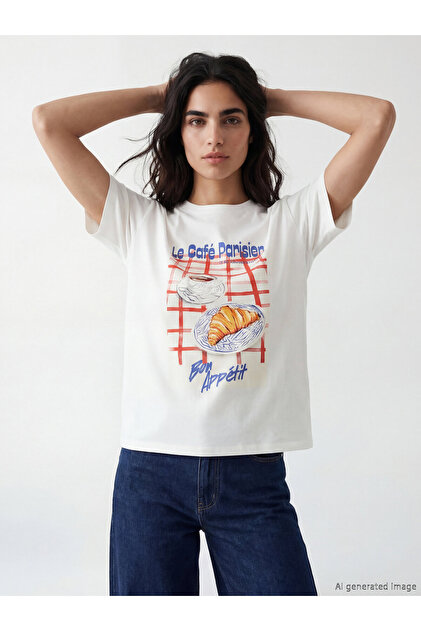 Crew Neck Printed Oversize Women's T-Shirt