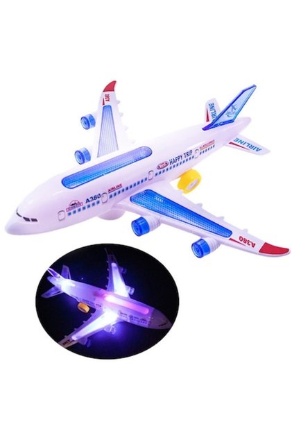 Avion electric de jucărie cu lumini și sunete, 30 cm, Set pentru băieți și fete