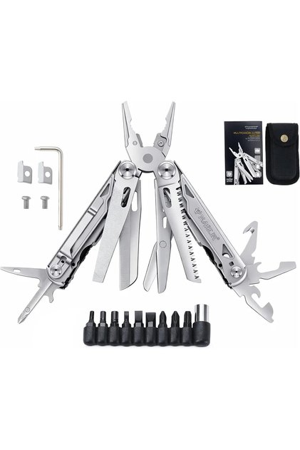 Stainless Steel Multi Tool Pliers – Heavy Duty Multitool with Knife, Saw, Screwdrivers & Wire Cutt