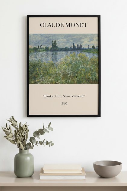 Black Wooden Framed Painting with Nature View - Pastel Tones | Huhu1160 - Single Table Black Frame