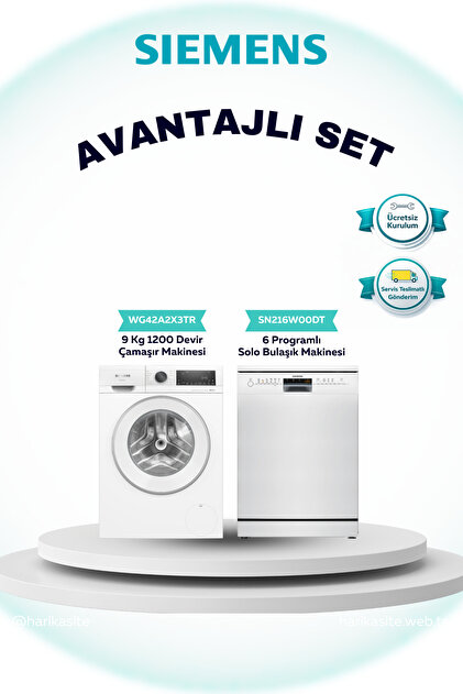 Siemens 2'li Set 9 KG Çamaşır(WG42A2X3TR) Bulaşık(SN216W00DT